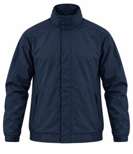 Navy waterproof jacket, front